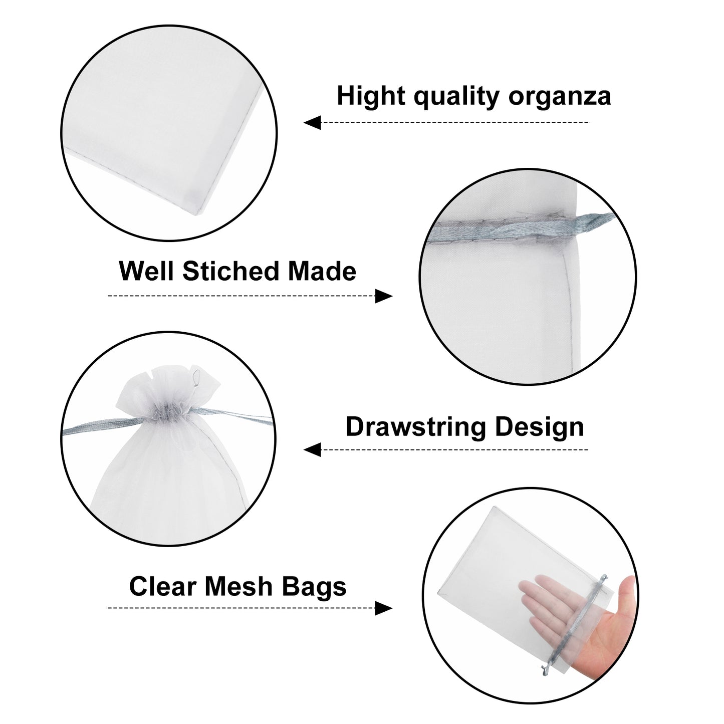 G2PLUS 25PCS Grey Organza Bags 5x7 inches - Sheer Mesh Jewelry Pouches, Organza Gift Bags with Drawstring for Candy, Jewelry, Wedding Party Favors