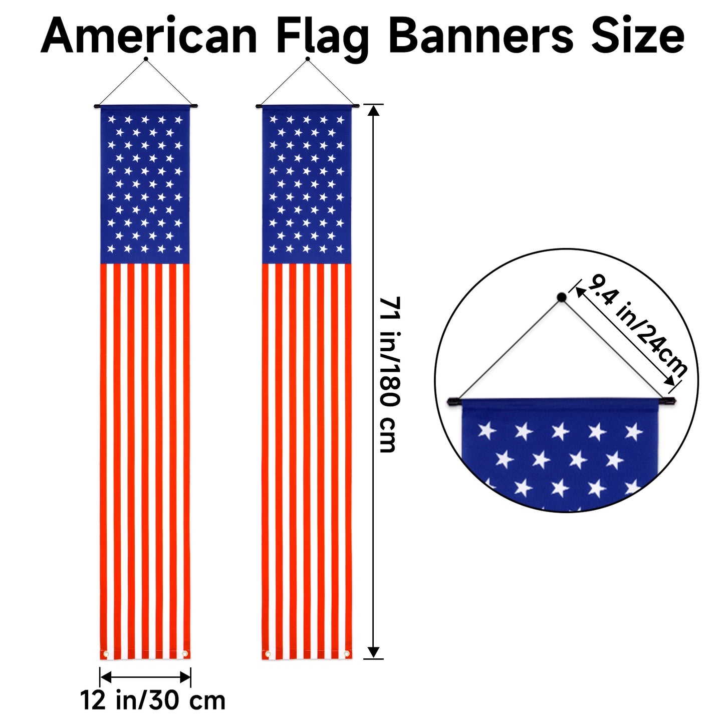 G2PLUS American Flag Door Banner, 12x71 Inches Independence Day Indoor and Outdoor Hanging American Flag Banners, Patriotic Star and Stripes Decor for Memorial Day, 4Th of July (2 PCS)