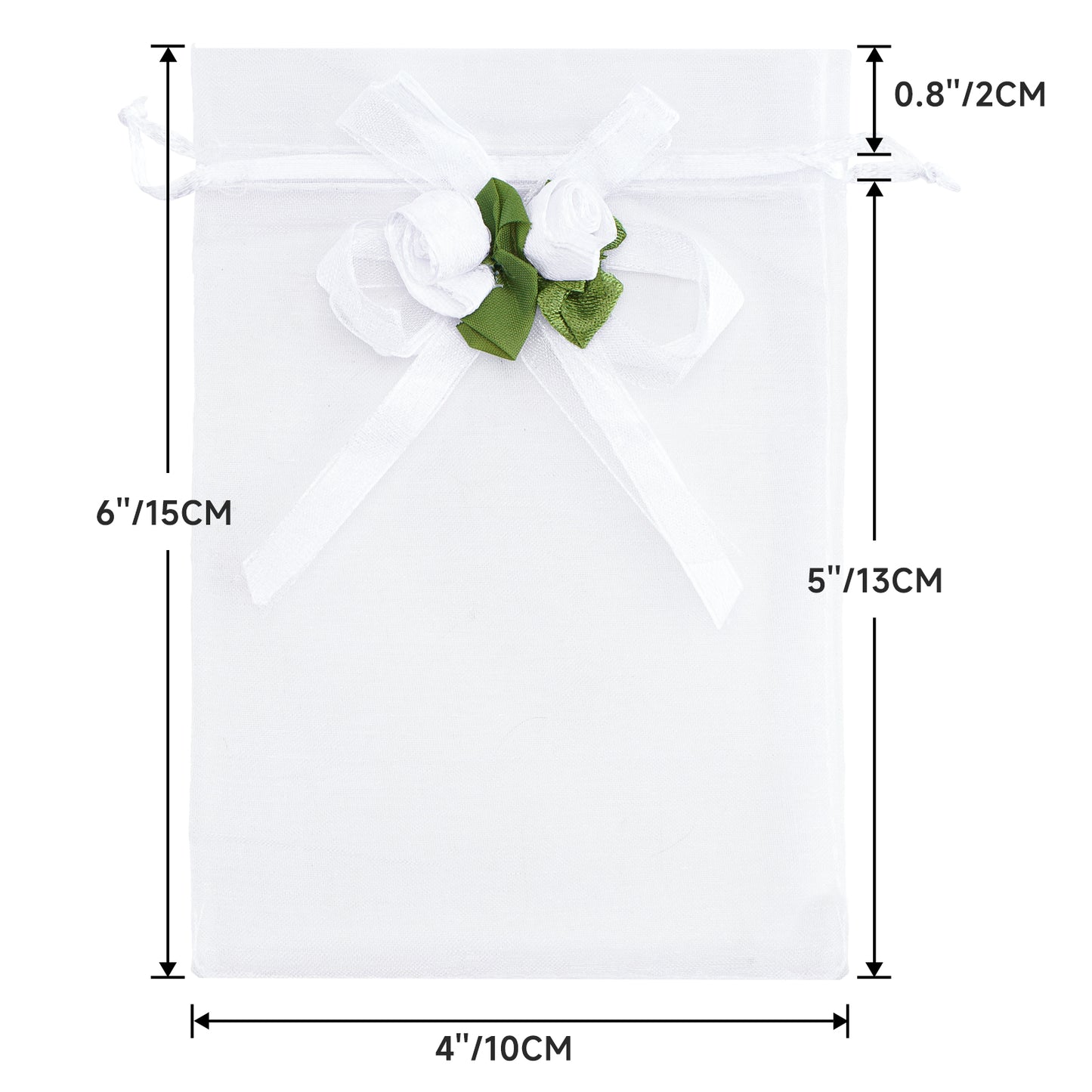 G2PLUS 30Pcs Rose Organza Bags 4x6 Inch-White Wedding Favor Bags, Jewelry Pouches with Drawstring for Bridal Shower, Baby Shower, Valentine's Day Party Favors