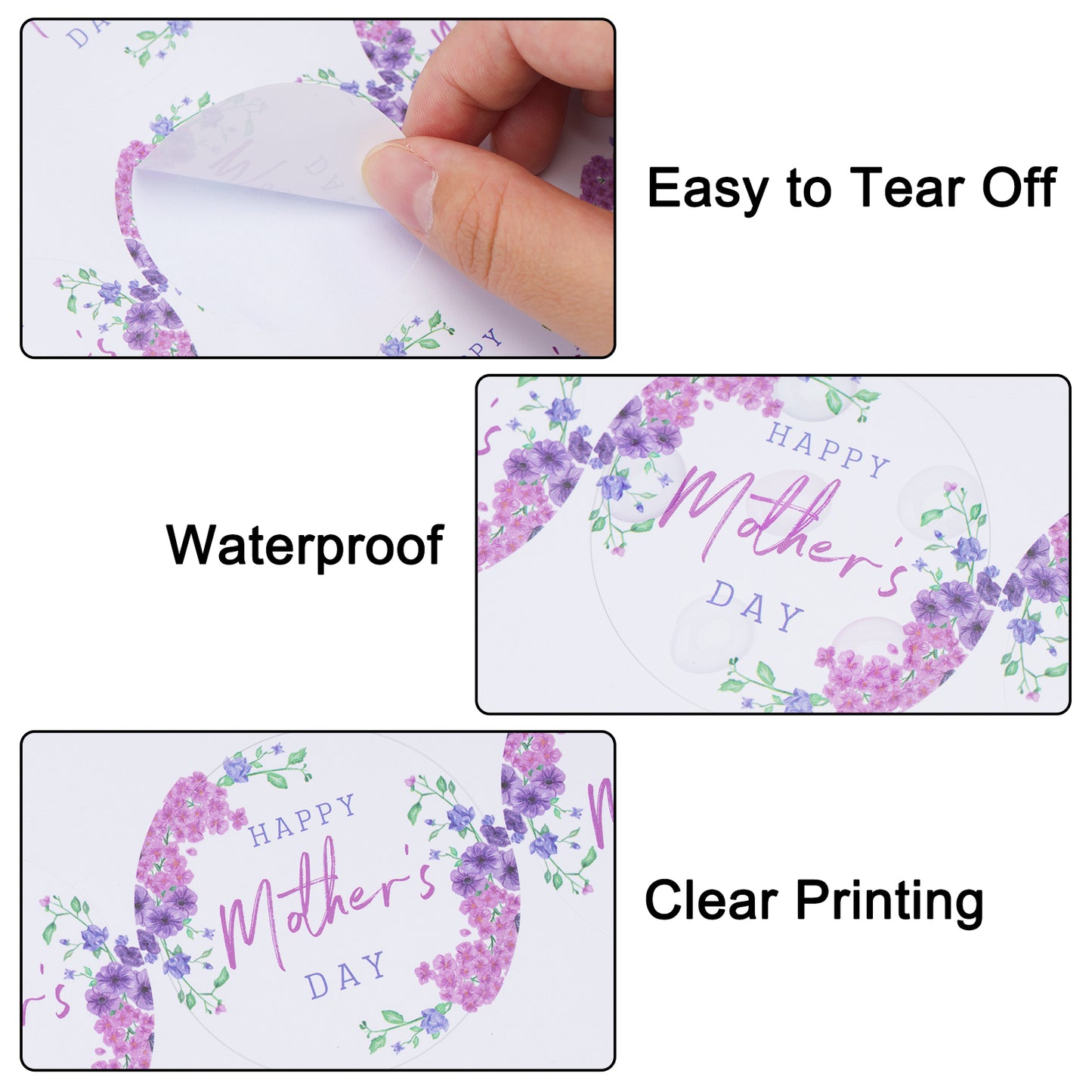 G2PLUS Mother's Day Stickers, 60PCS Happy Mother's Day Gift Stickers, 2'' Purple Mother's Day Label Sticker, Floral Gift Stickers for Mother's Day, Mom's Birthday Gift Wrap, Gift Cards, Party Favors