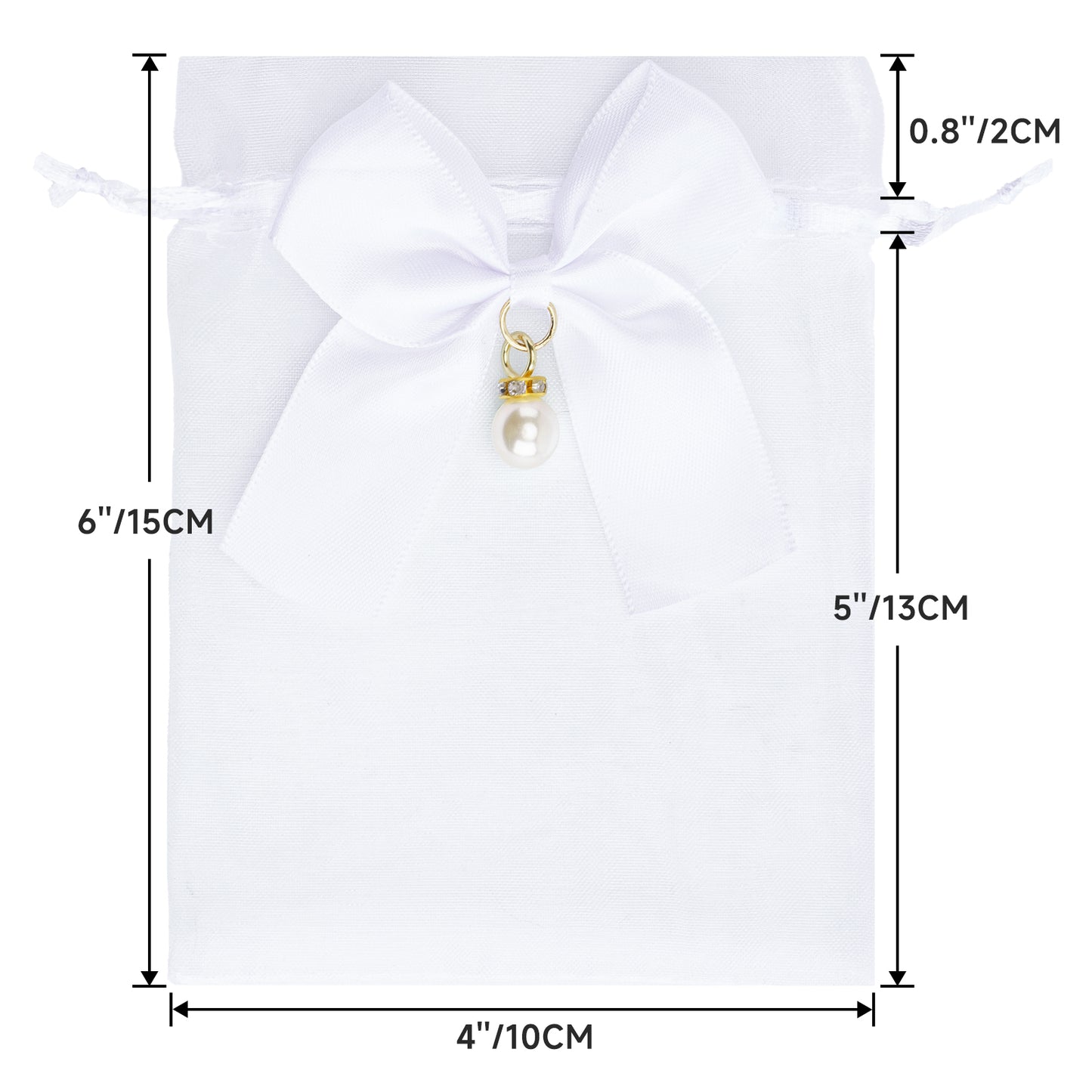 G2PLUS 30Pcs Organza Bags with Bow-4x6 In White Wedding Favor Bags Sheer Mesh Jewelry Pouches with Drawstring for Bridal Shower, Baby Shower, Valentine's Day Party Favors