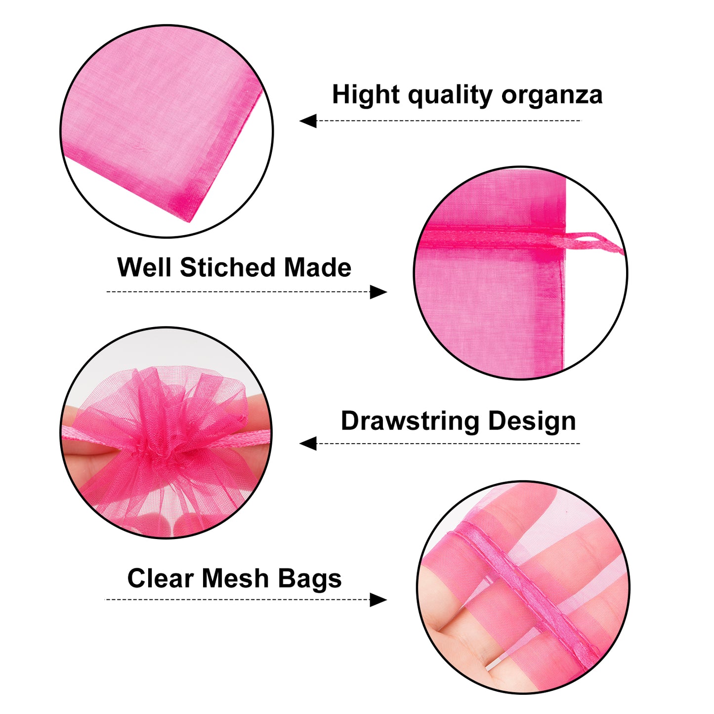 G2PLUS 25PCS Rose Red Organza Bags 5x7 inches - Sheer Mesh Jewelry Pouches, Organza Gift Bags with Drawstring for Candy, Jewelry, Wedding Party Favors