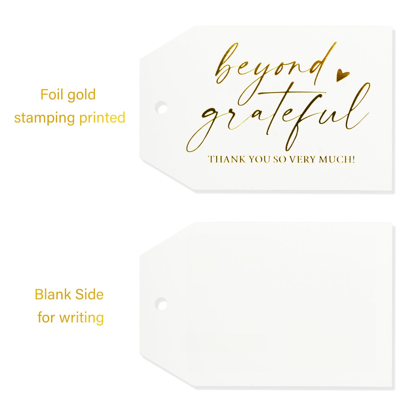 G2PLUS Thank You Gift Tags, Beyond Grateful Tags, 50PCS Thank You So Very Much Tags, Gold Foil Thank You Tags with String for Wedding, Baby Shower, Birthday, Fall Holiday Party Favors (3''x2'')