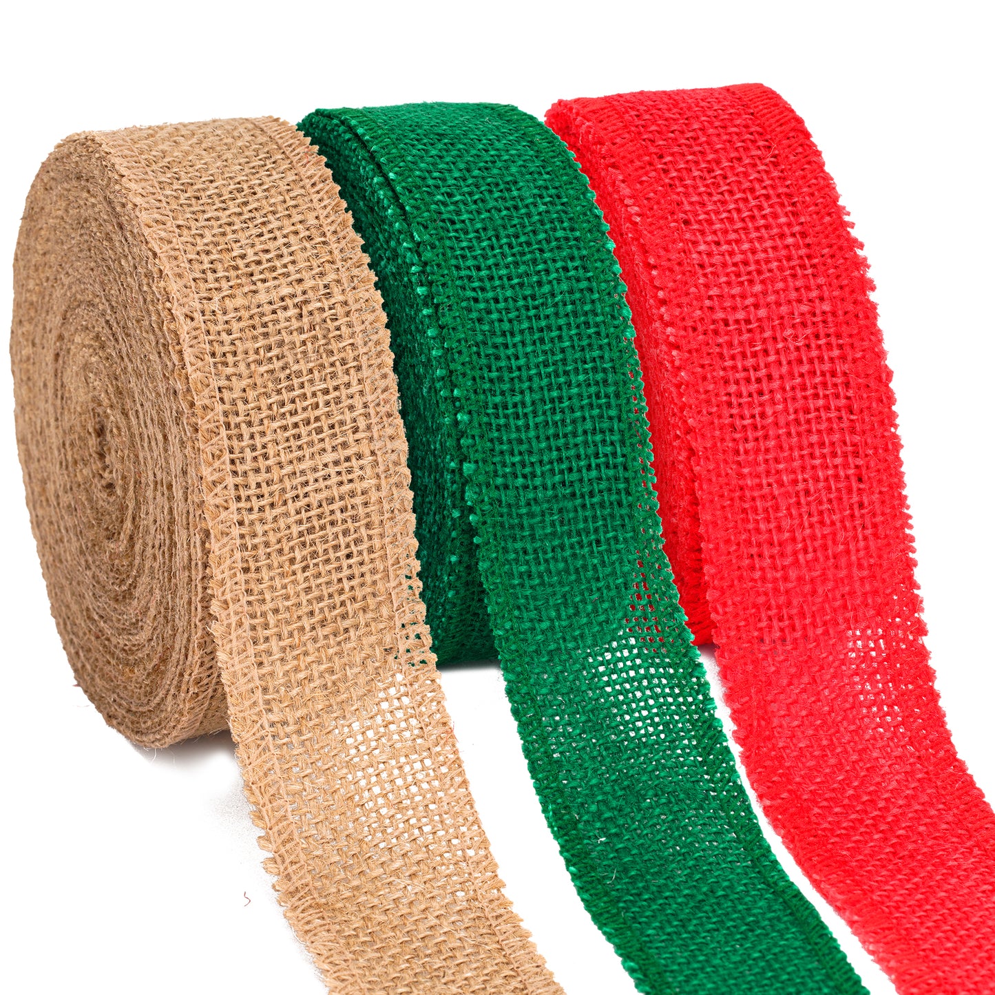 G2PLUS 4CM Jute Burlap Ribbon - 30M Rustic Hessian Ribbon - Red Green and Natural Craft Jute Band for Decorating Wedding Gifts and Christmas Wreaths Project