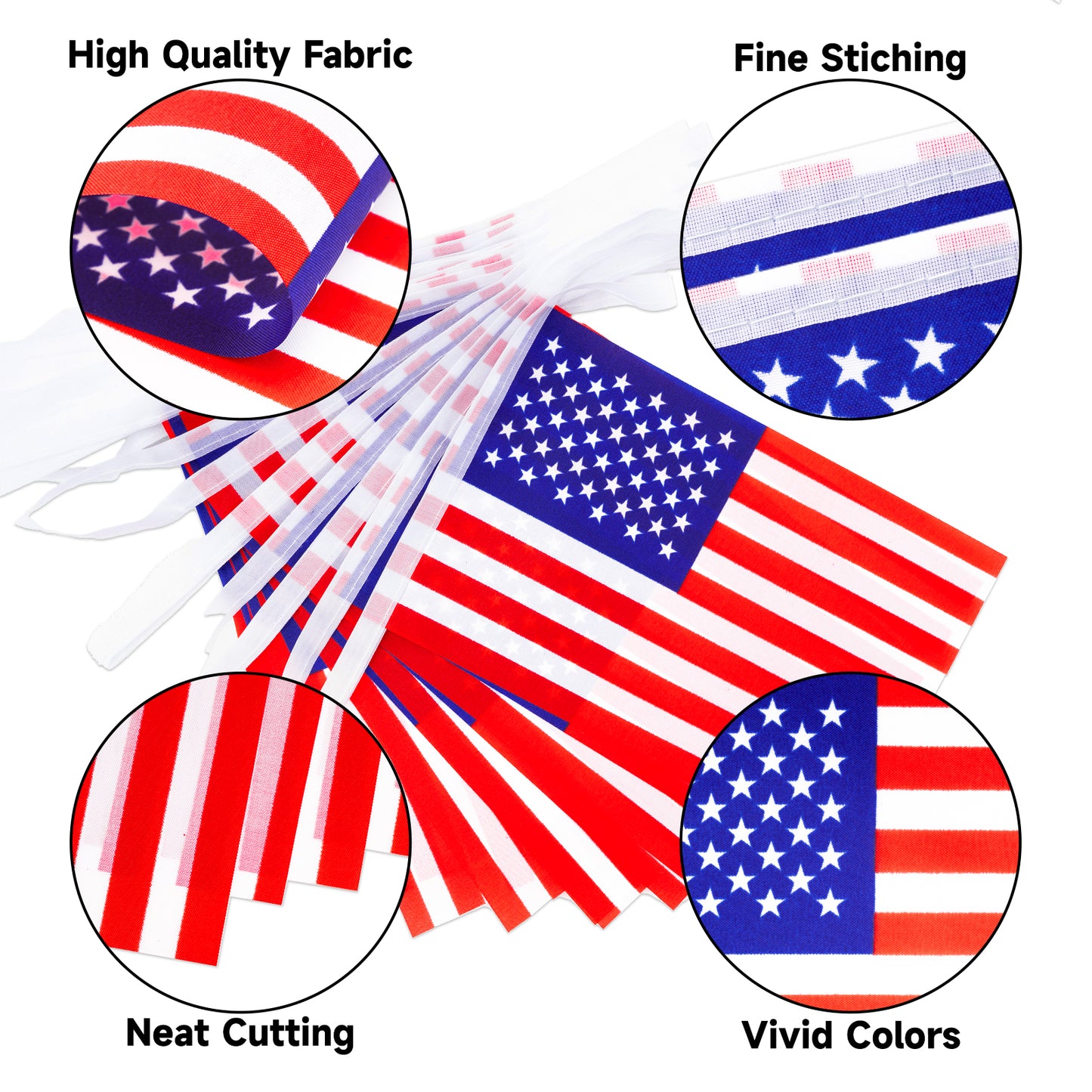 G2PLUS American Flags Banner, 36 Feet USA String Pennant Flag, 4th of July Pennant Banner Bunting for Patriotic Events, Classroom, Bars, Sports, Independence Day Indoor Outdoor Decoration (2 Packs)