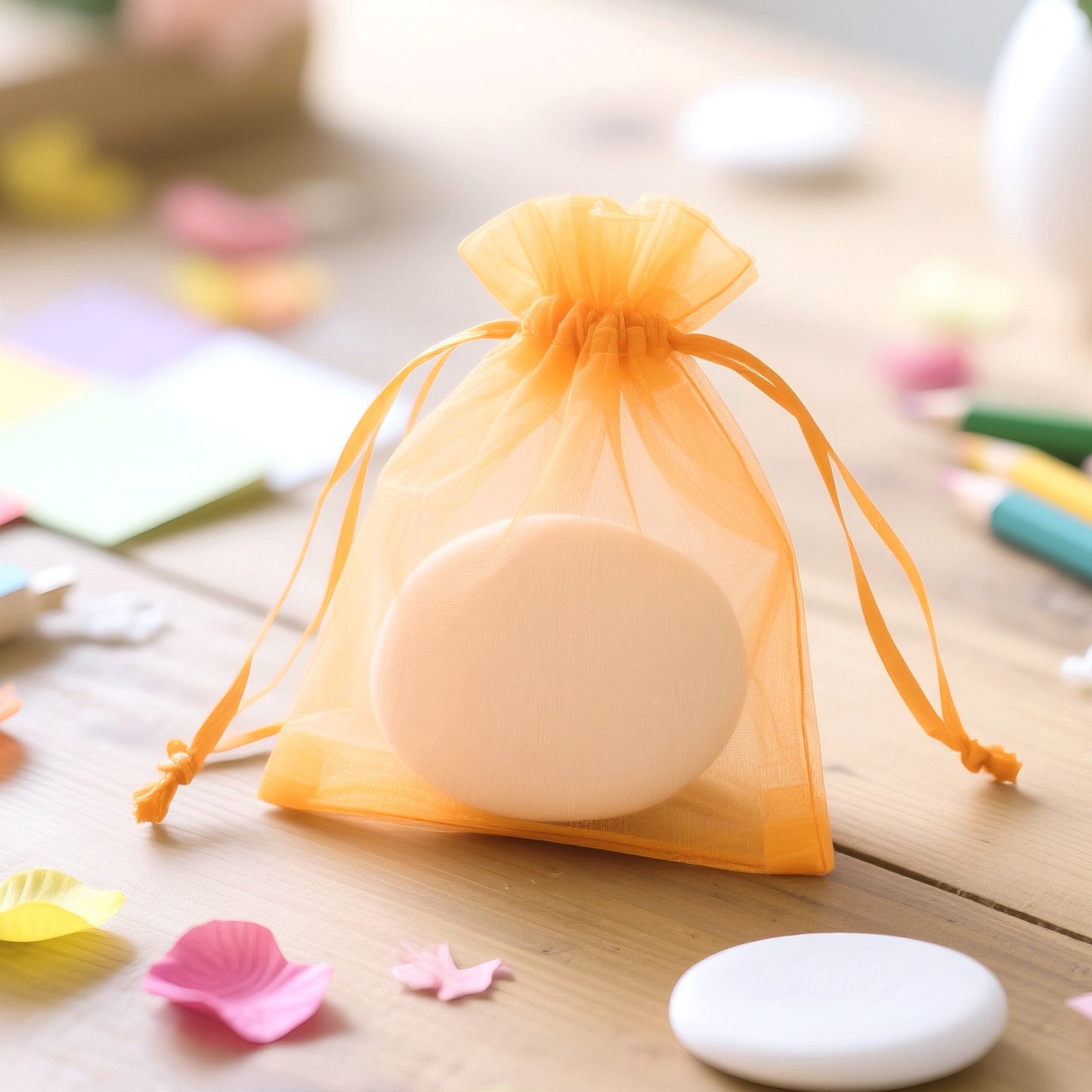 G2PLUS Orange Organza Bags 4x6 In - 100PCS Drawstring Organza Bags, Sheer Mesh Jewelry Pouches, Halloween Goodie Candy Treat Bag for Christmas, Thanksgiving, Wedding Party Favors