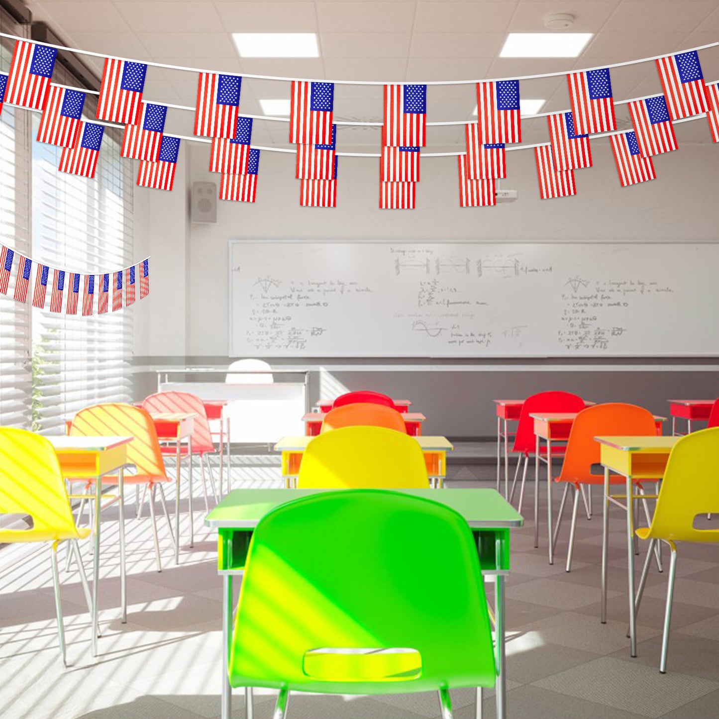 G2PLUS American Flags Banner, 36 Feet USA String Pennant Flag, 4th of July Pennant Banner Bunting for Patriotic Events, Classroom, Bars, Sports, Independence Day Indoor Outdoor Decoration