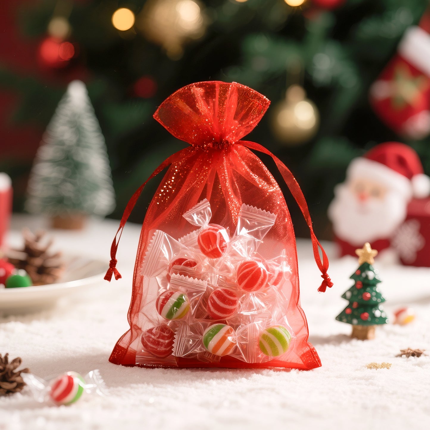 G2PLUS 30PCS Red Oragnza Bags 4x6 In - Drawstring Organza Bags, Sheer Mesh Jewelry Pouches, Candy Gift Wrap Pouches for Christmas, Valentine's Day, Wedding Party Favors