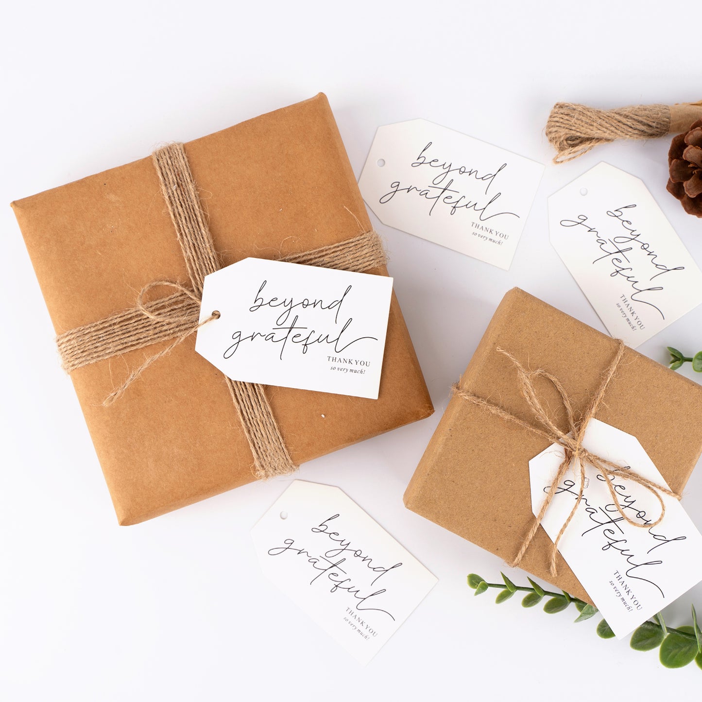 G2PLUS Thank You Gift Tags, Beyond Grateful Tags, 50PCS Thank You So Very Much Tags, Black Modern Calligraphy Thank You Tags with String for Wedding, Baby Shower, Birthday, Fall Holiday Party Favors