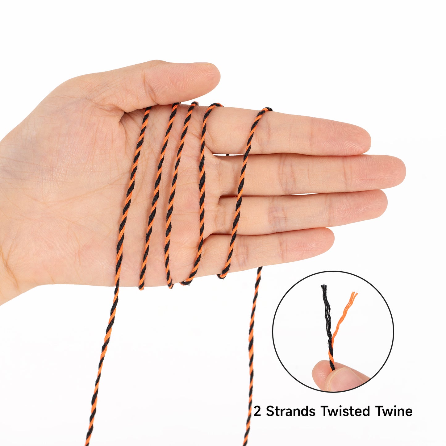 G2PLUS Black Orange Cotton Twine - 2MM 328ft Baker's Twine, Orange and Black Gift Wrapping String for DIY Crafts, Halloween Party Decorations, Treat Bags