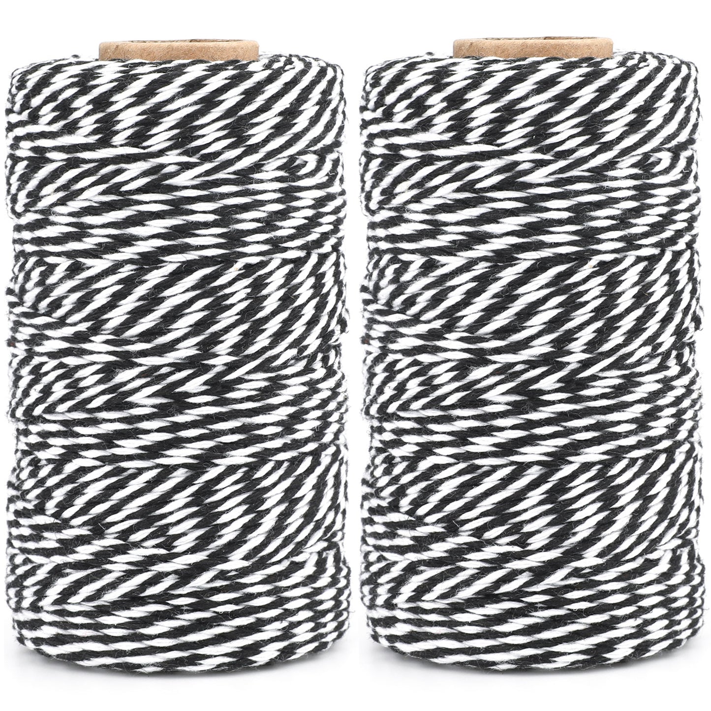 G2PLUS 2x100M Black and White String Twine, 2MM Craft Cotton Thread Durable String Perfect for Baking, Butchers, DIY Crafts and Handmade Arts