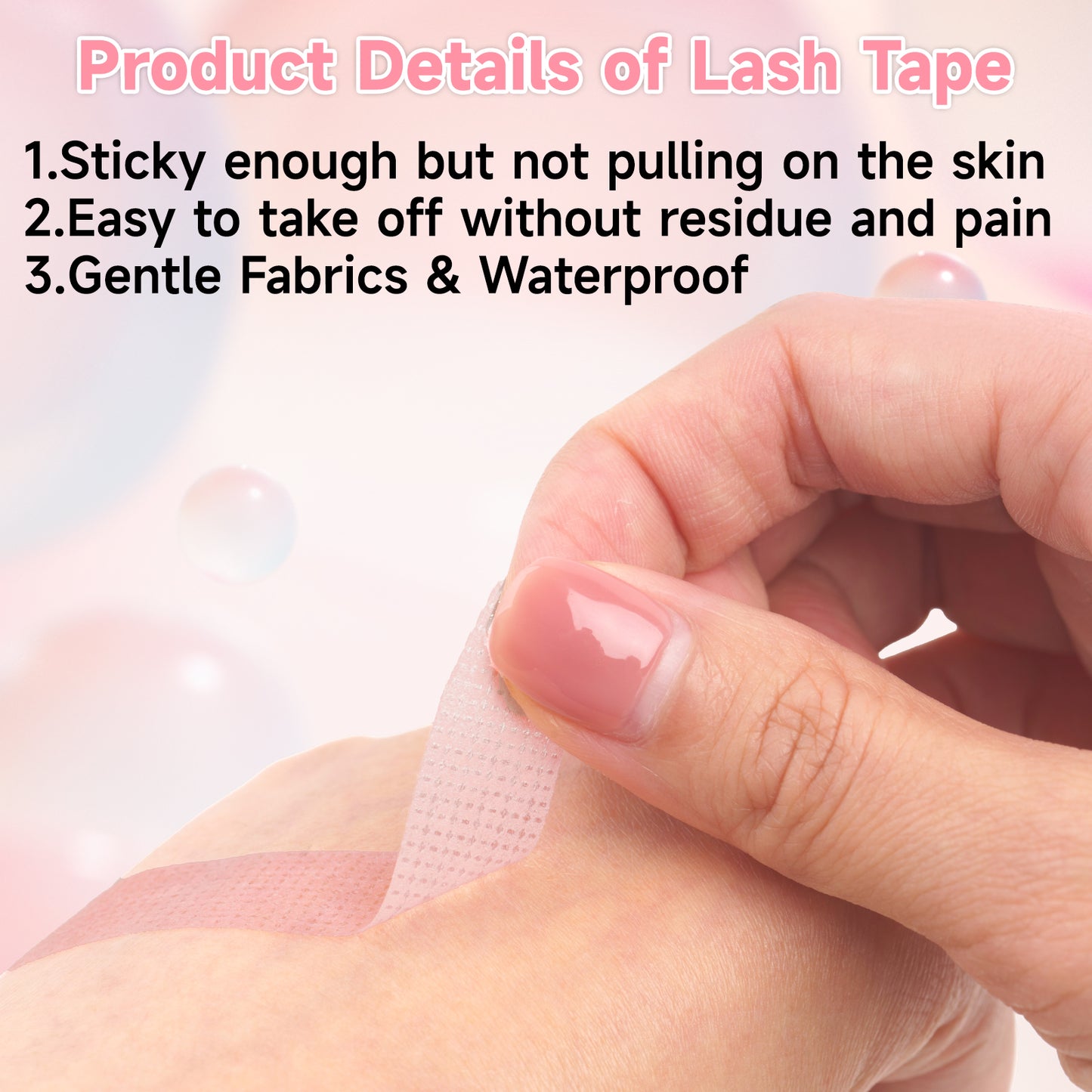 G2PLUS Eyelash Tape, 2 Rolls Silicone Gel Makeup Tape, 1/2'' x 8 Yards Pink Lash Tape, Micropore Eyelash Extension Tape for Lift and Makeup