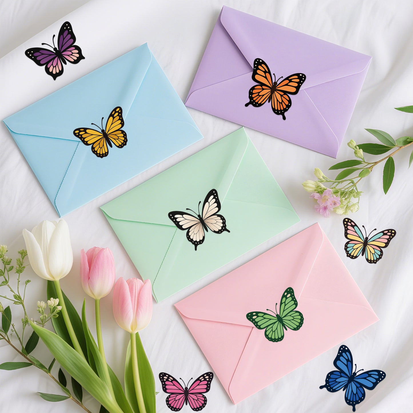 G2PLUS 600 Pcs Butterfly Stickers - 1.5" Self-Adhesive Butterflies Labels Stickers for Kids and Adults, Waterproof Decorative Label Sticker for Envelope Seals, DIY Crafts, Scrapbooking, Journaling