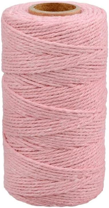 G2PLUS Pink Cotton String Twine, 100M Gift Wrapping Bakers String, 2MM Valentine's Day Decorative String,Handicrafts Cord Twine for Valentine's Day DIY Gift Decorations