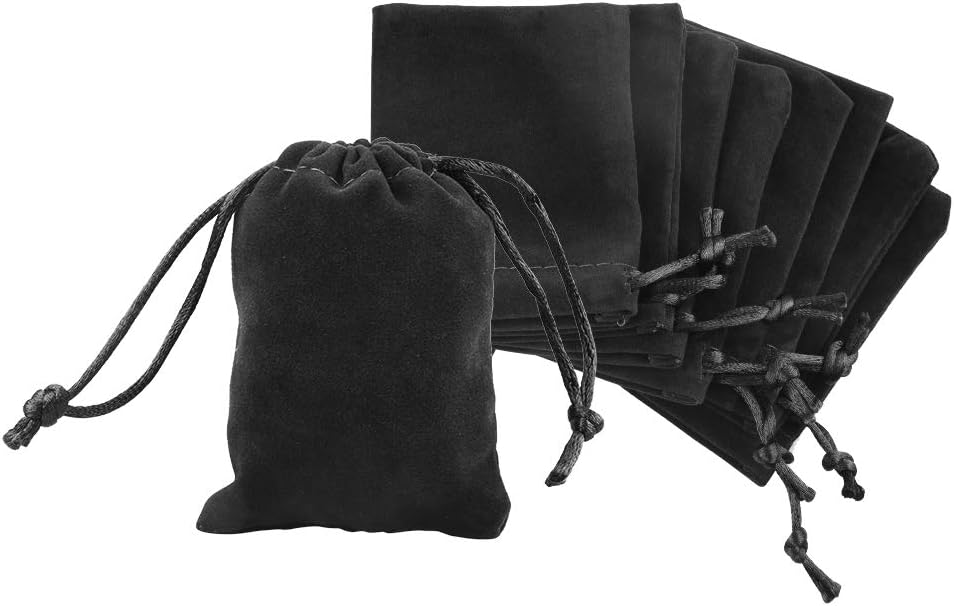 G2PLUS Black Velvet Jewellery Pouches, 7x9CM Velvet Drawstring Bags for Jewellery, 20PCS Small Soft Gift Bags with Drawstrings for Wedding, Party, Valentine's Day, Anniversary