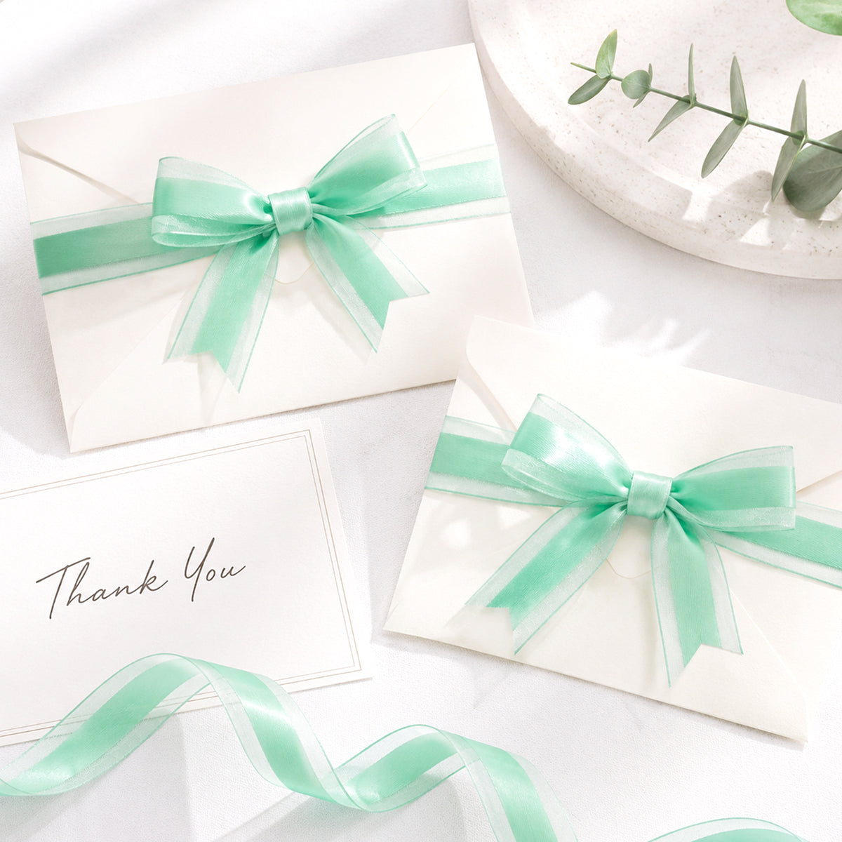 G2PLUS 25mm Mint Organza Ribbon: 50Yards Sheer Tulle Wrapping Ribbon