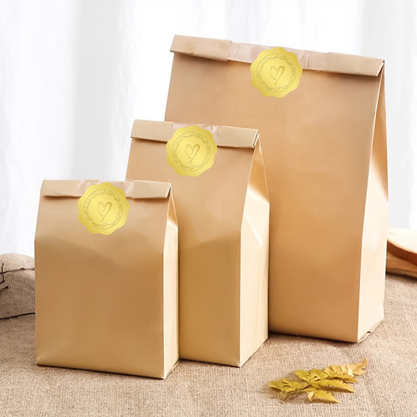 G2PLUS 300PCS Embossed Gold Foil Stickers, Gold Heart Envelope Seals Stickers, Gold Embossed Wax Seal Looking Heart Envelope Seals, Gold Heart and Garland Stickers for Wedding, Birthday Party Favors