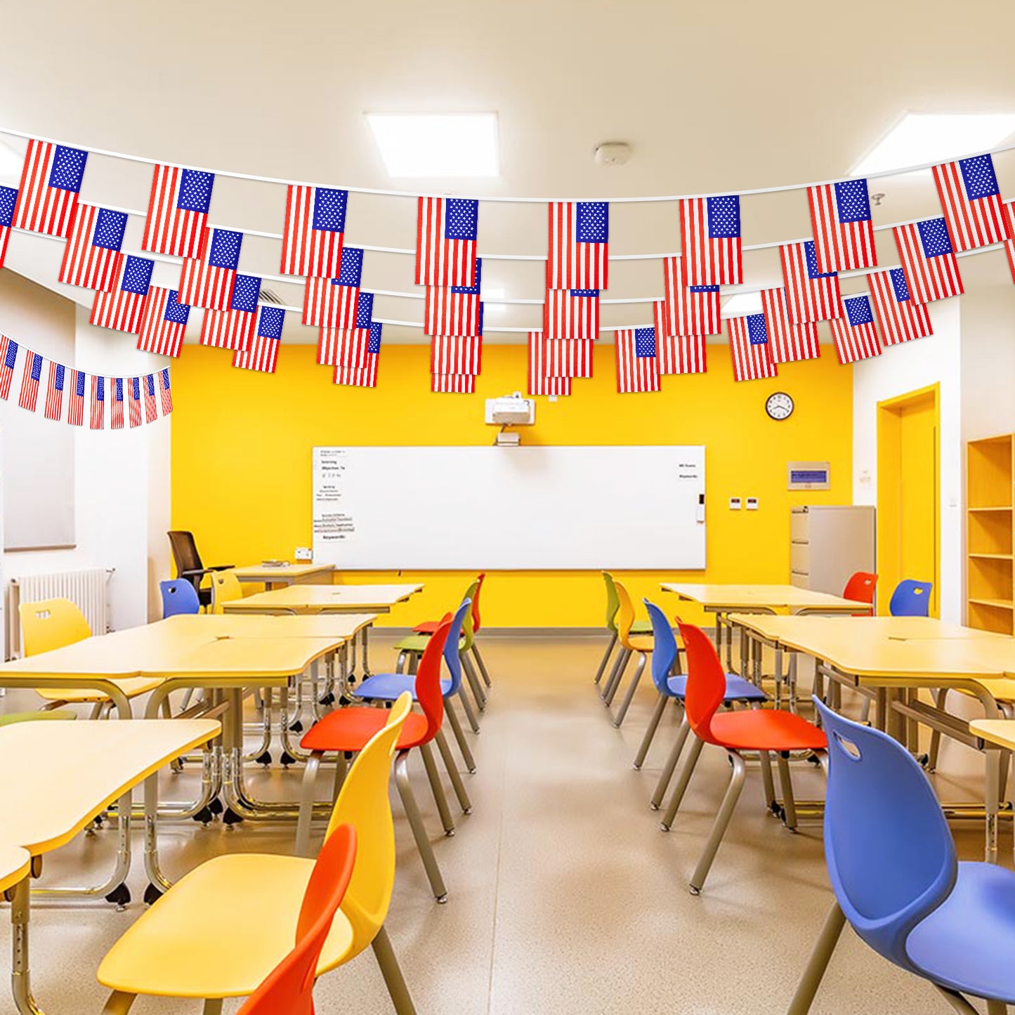 G2PLUS American Flags Banner, 36 Feet USA String Pennant Flag, 4th of July Pennant Banner Bunting for Patriotic Events, Classroom, Bars, Sports, Independence Day Indoor Outdoor Decoration (2 Packs)