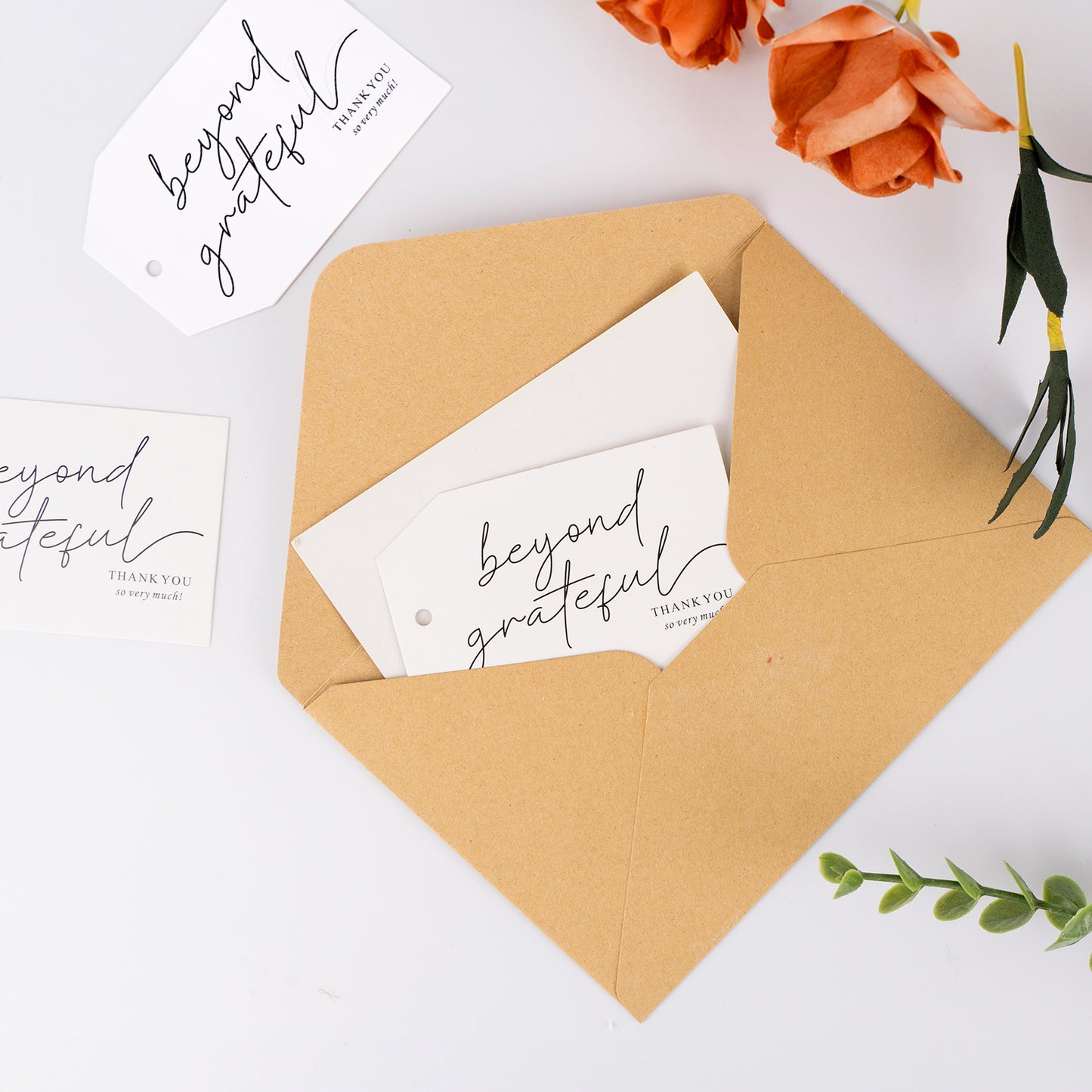 G2PLUS Thank You Gift Tags, Beyond Grateful Tags, 50PCS Thank You So Very Much Tags, Black Modern Calligraphy Thank You Tags with String for Wedding, Baby Shower, Birthday, Fall Holiday Party Favors