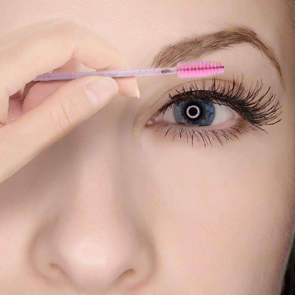 G2PLUS 50 PCS Disposable Eyelash Brushes Spoolies: Pink Crystal