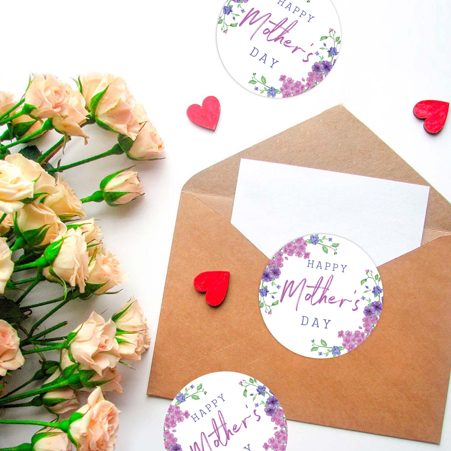 G2PLUS Mother's Day Stickers, 60PCS Happy Mother's Day Gift Stickers, 2'' Purple Mother's Day Label Sticker, Floral Gift Stickers for Mother's Day, Mom's Birthday Gift Wrap, Gift Cards, Party Favors