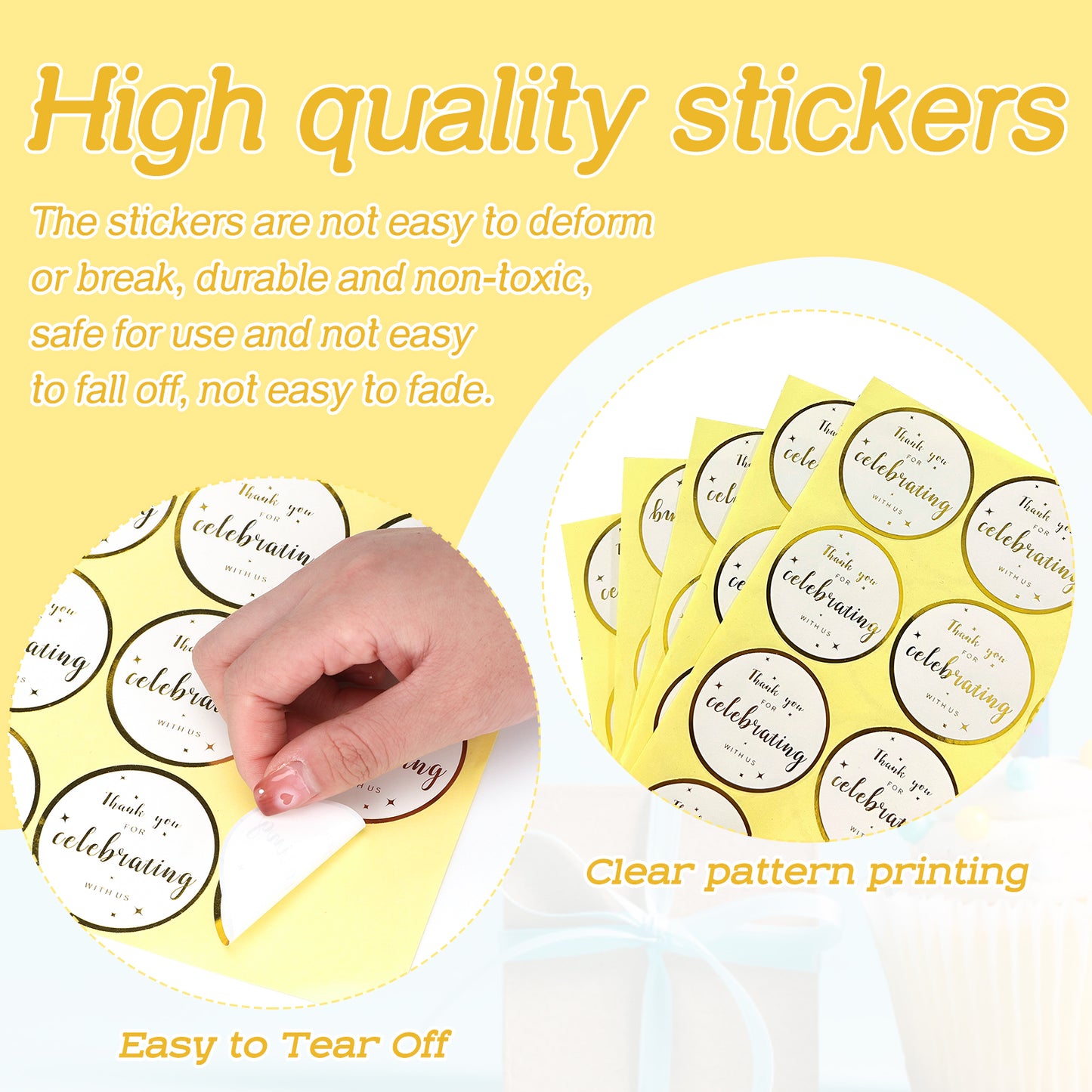 G2PLUS Thank You for Celebrating with us Stickers, 2 Inch Thank You Stickers Wedding, 60Pcs Round Self Adhesive Stickers, Gold Seal Labels, Celebrating Stickers for Gift Bags, Party Favors