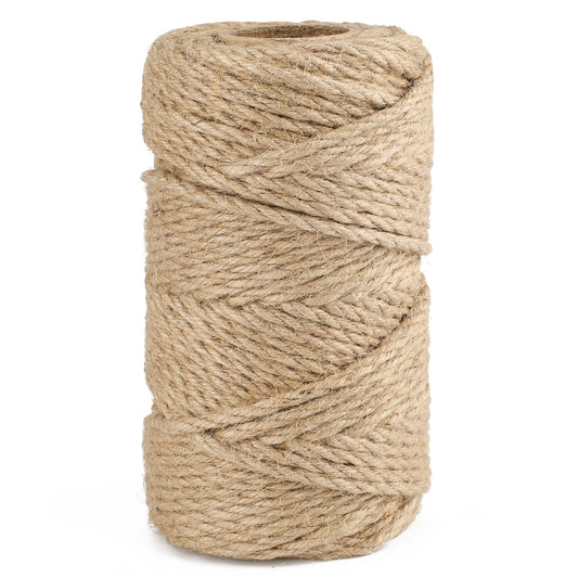 G2PLUS 6MM Thick Jute Rope, 50M Strong Hemp Garden Rope, 3-Ply Jute Twine String for DIY Crafts Arts and Gardening Applications