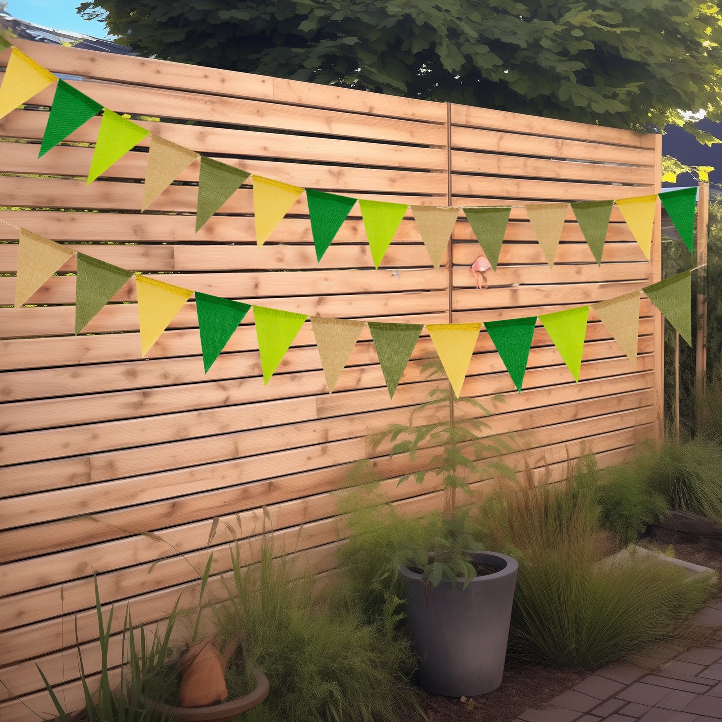 G2PLUS Pre-Strung Burlap Pennant Banners, 39Ft Sage Green Fabric Triangle Flag Bunting, 36Pcs Pennant Banner Flags Garland for Birthday, Holidays and Theme Party Decorations