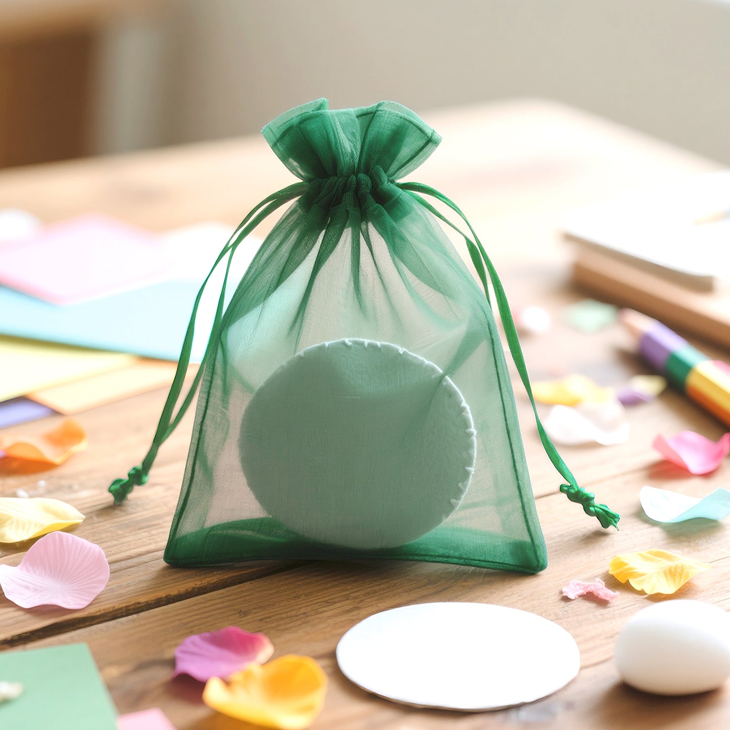 G2PLUS 25PCS Dark Green Organza Bags 5x7 inches - Sheer Mesh Jewelry Pouches, Organza Gift Bags with Drawstring for Candy, Christmas, Wedding Party Favors
