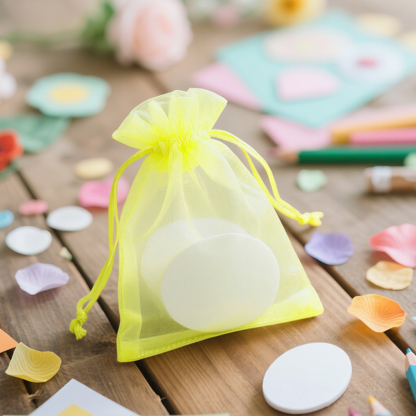 G2PLUS 100PCS Drawstring Organza Bags - Yellow Organza Bags 4x6 In, Sheer Mesh Jewelry Pouches, Candy Gift Wrap Pouch for Christmas, Baby Shower, Birthday, Wedding Party Favors