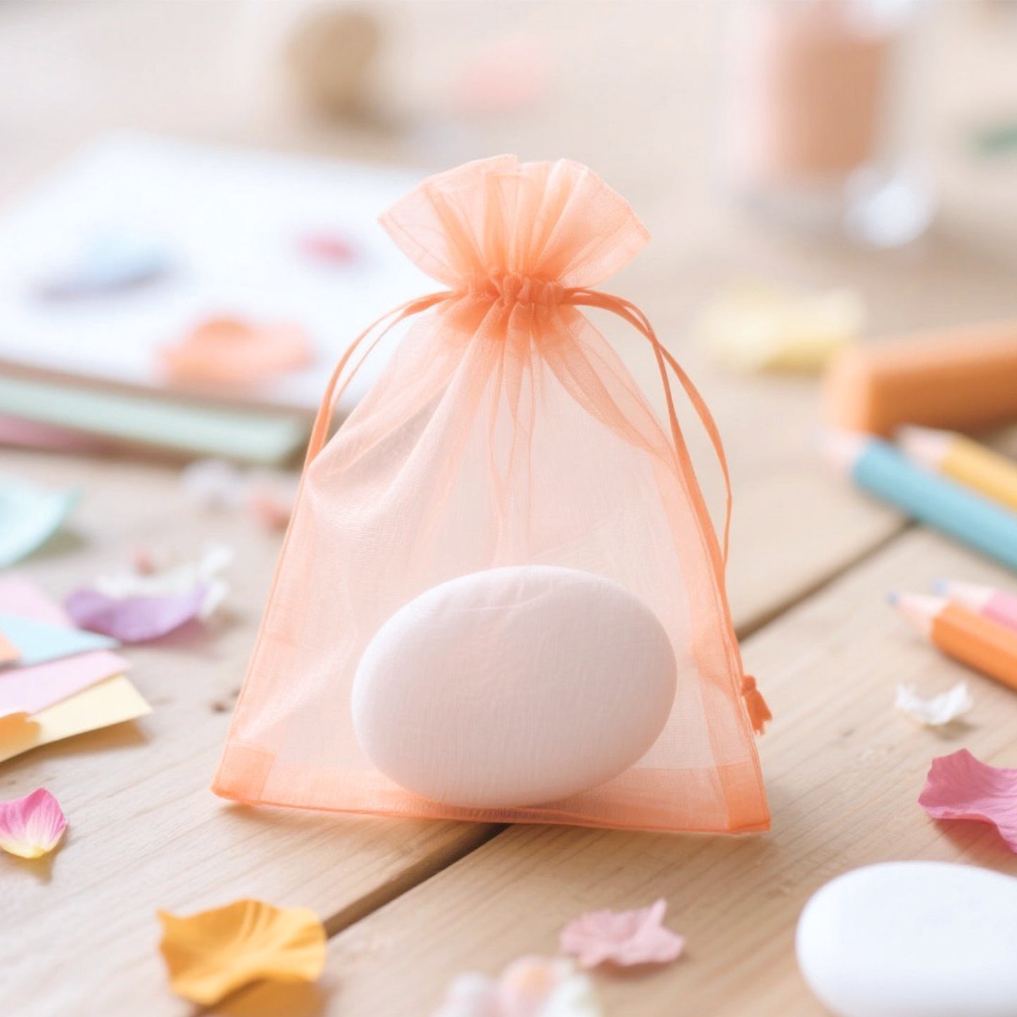 G2PLUS Peach Organza Bags 4x6 In - 100PCS Drawstring Organza Bags, Sheer Mesh Jewelry Pouches, Candy Gift Wrap Pouch for Halloween, Christmas, Wedding Party Favors
