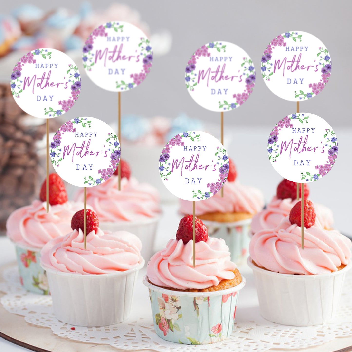 G2PLUS Mother's Day Stickers, 60PCS Happy Mother's Day Gift Stickers, 2'' Purple Mother's Day Label Sticker, Floral Gift Stickers for Mother's Day, Mom's Birthday Gift Wrap, Gift Cards, Party Favors