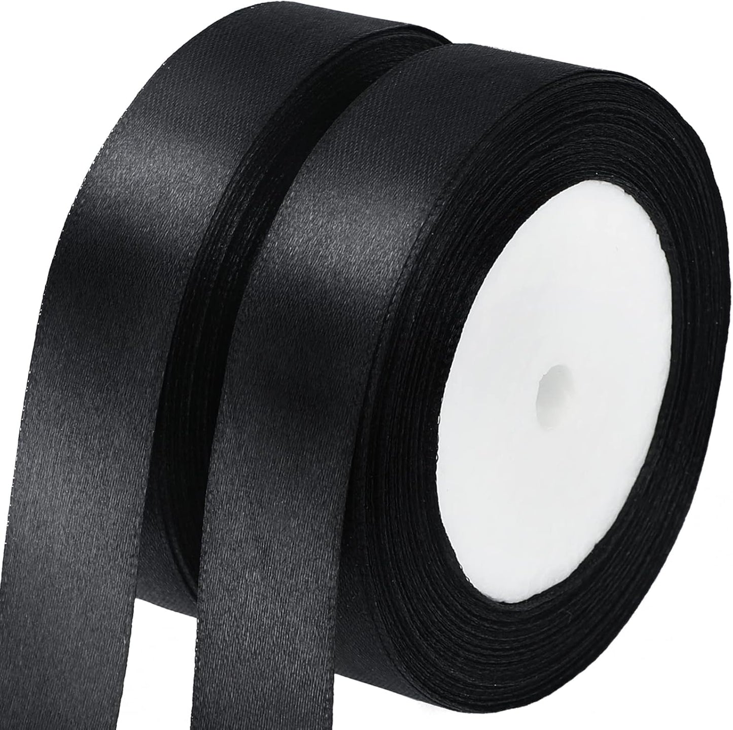 G2PLUS Black Stain Ribbons - 20mm Gift Wrap Ribbon- 44M Halloween Ribbons for Gift Wrapping - Gift Wrapping Ribbon for Halloween Wrapping Gift Craft - 2 Roll x 22M