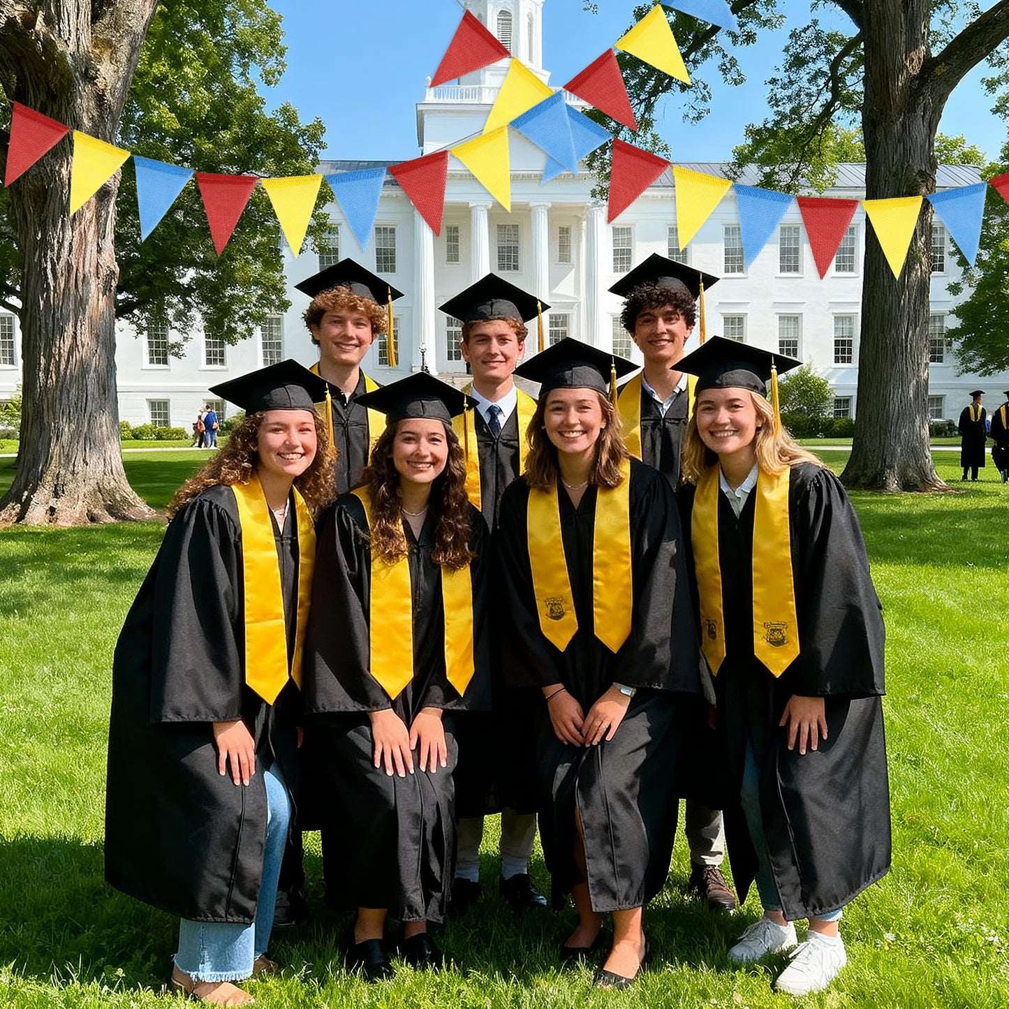 G2PLUS Pre-Strung Burlap Pennant Banners, 39Ft Red Yellow Blue Triangle Flag Bunting, 36Pcs Pennant Banner Flags Garland for Birthday, Carnival, School Events, Baby Shower, Wedding and Party Decor