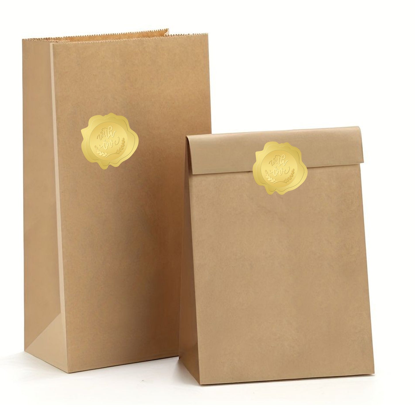 G2PLUS 300PCS Wedding Embossed Stickers, Embossed with Love Stickers, Embossed Gold Foil Stickers, Gold Embossed Wax Seal Looking Envelope Seals for Wedding, Birthday, Baby Shower Party Favors