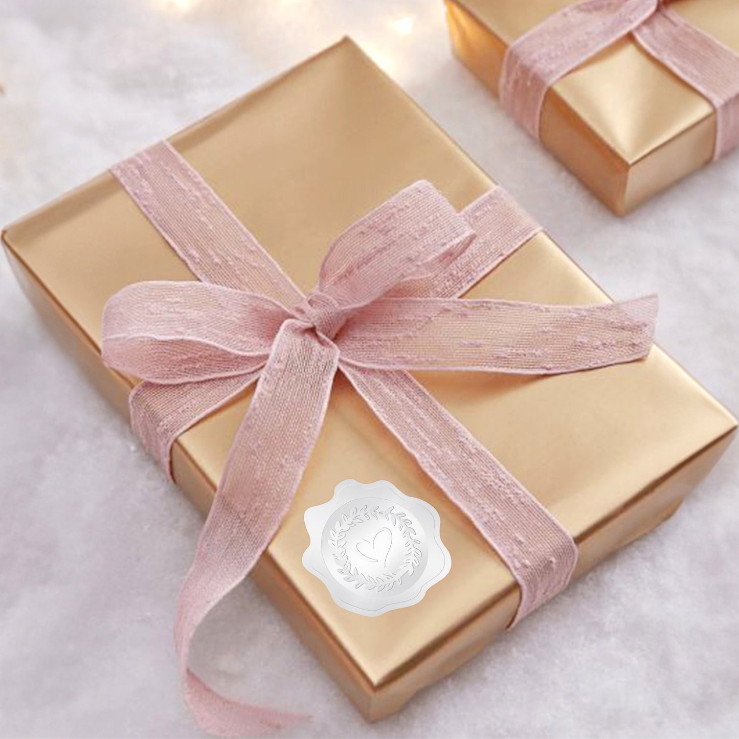 G2PLUS 300PCS Silver Embossed Stickers, Heart Envelope Seals Stickers, Silver Embossed Wax Seal Looking Heart Envelope Seals, Silver Foil Heart and Garland Stickers for Wedding, Birthday Party Favors