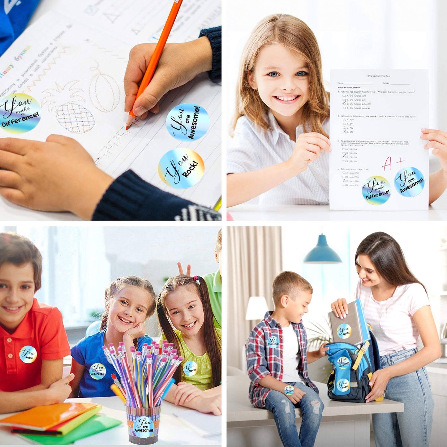 G2PLUS Appreciation Thank You Stickers, 120PCS Holographic Silver Thank You Stickers, You are Awesome Stickers, 2'' Kudos Stickers for Students Volunteers Employees Nurses (6 Difference Designs)