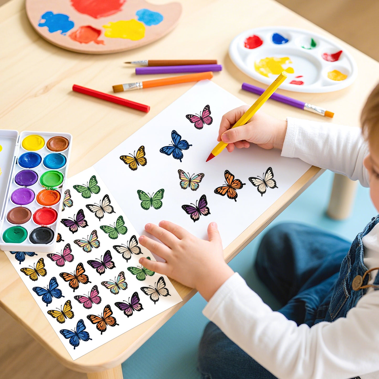 G2PLUS 600 Pcs Butterfly Stickers - 1.5" Self-Adhesive Butterflies Labels Stickers for Kids and Adults, Waterproof Decorative Label Sticker for Envelope Seals, DIY Crafts, Scrapbooking, Journaling