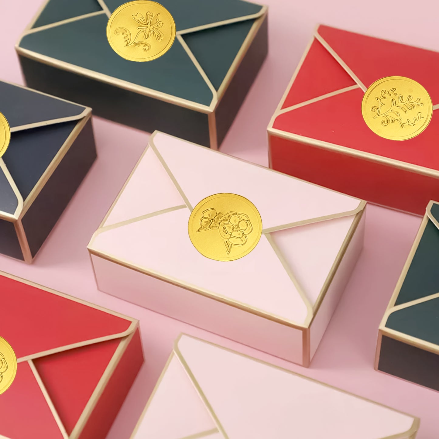 G2PLUS 300PCS Embossed Gold Foil Stickers, Gold Embossed Wax Seal Sticker Looking, 5 Styles Gold Embossed Plants Floral Envelope Seals Stickers for Wedding, Birthday, Baby Shower Party Favors