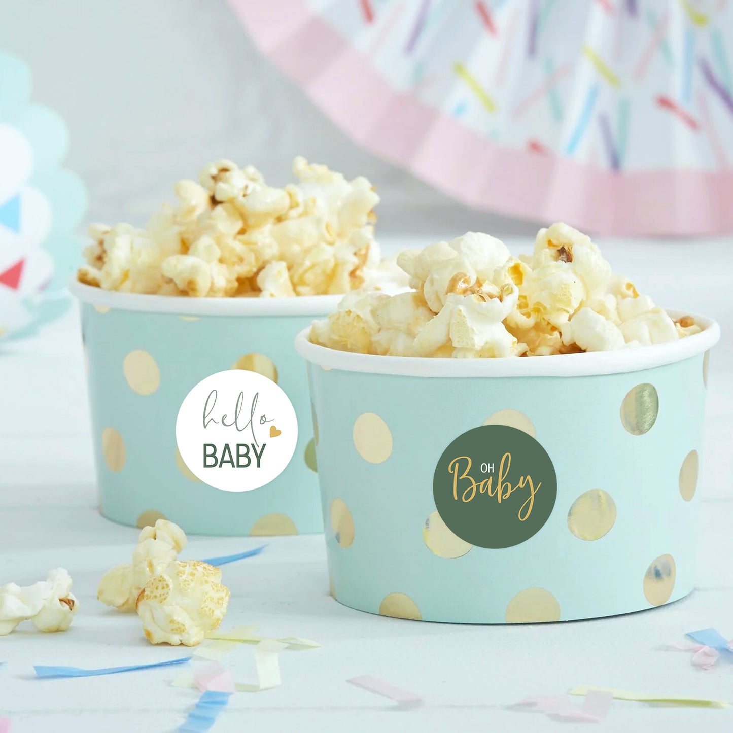 G2PLUS Baby Shower Stickers, Sweet Baby Stickers, Oh Baby Stickers, 210PCS Round Baby Shower Candy Stickers, Green Baby Shower Party Favor Stickers for Envelope Seals, Invitations (0.75 inch)
