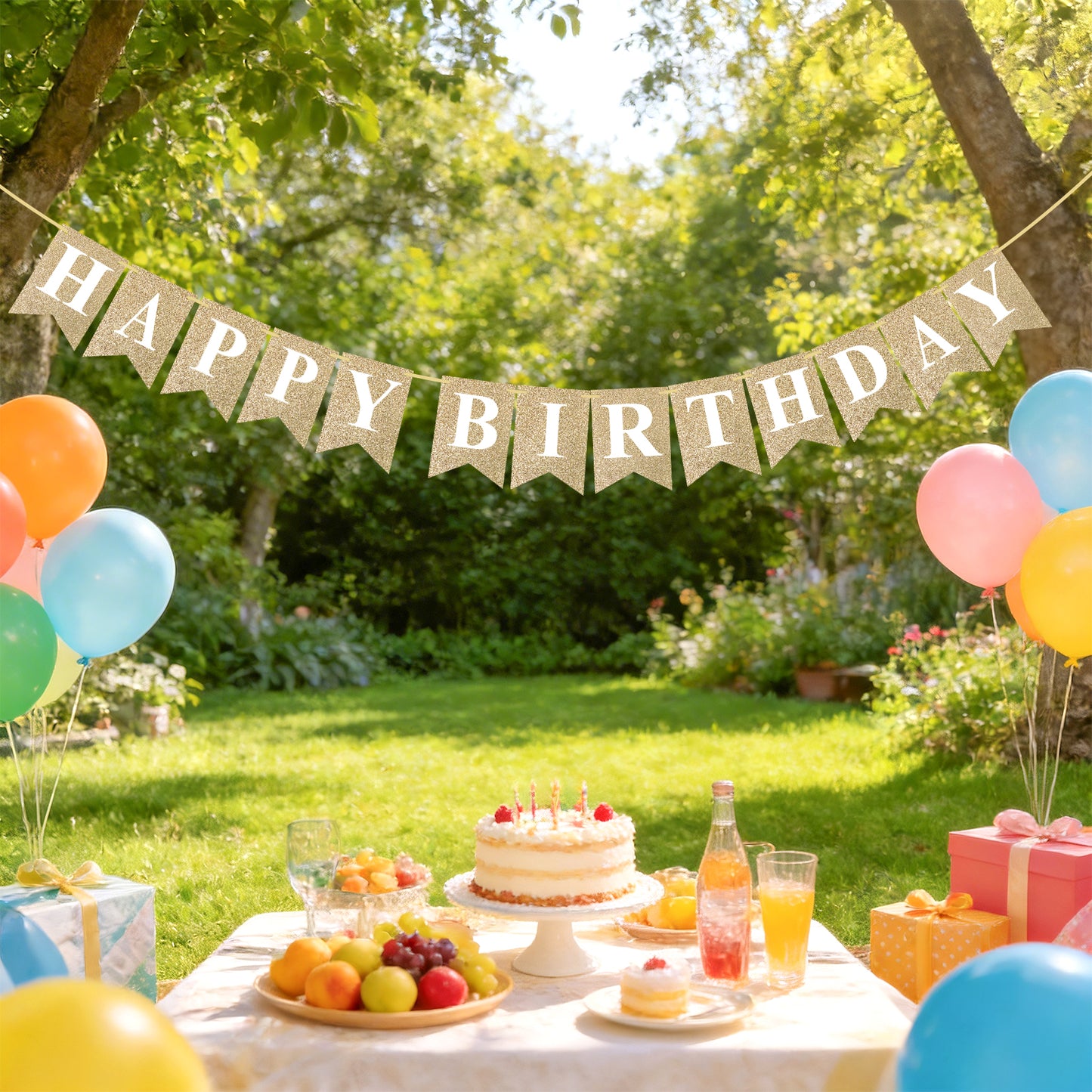 G2PLUS Pre-Strung Happy Birthday Banner: 16 x 20 cm Large, No-DIY Birthday Banner for Birthday Party Decorations