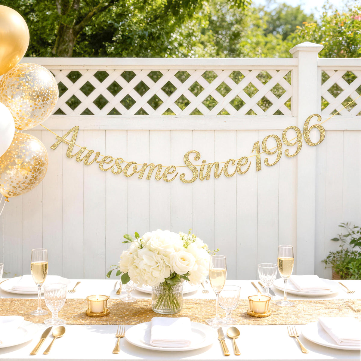 G2PLUS Pre-Strung 30th Birthday Banner, Glitter 30th Birthday Decorations Champagne Gold Happy 30th Birthday Banner, 3m Awesome Since 1996 Banner, 30th Birthday Party Decorations