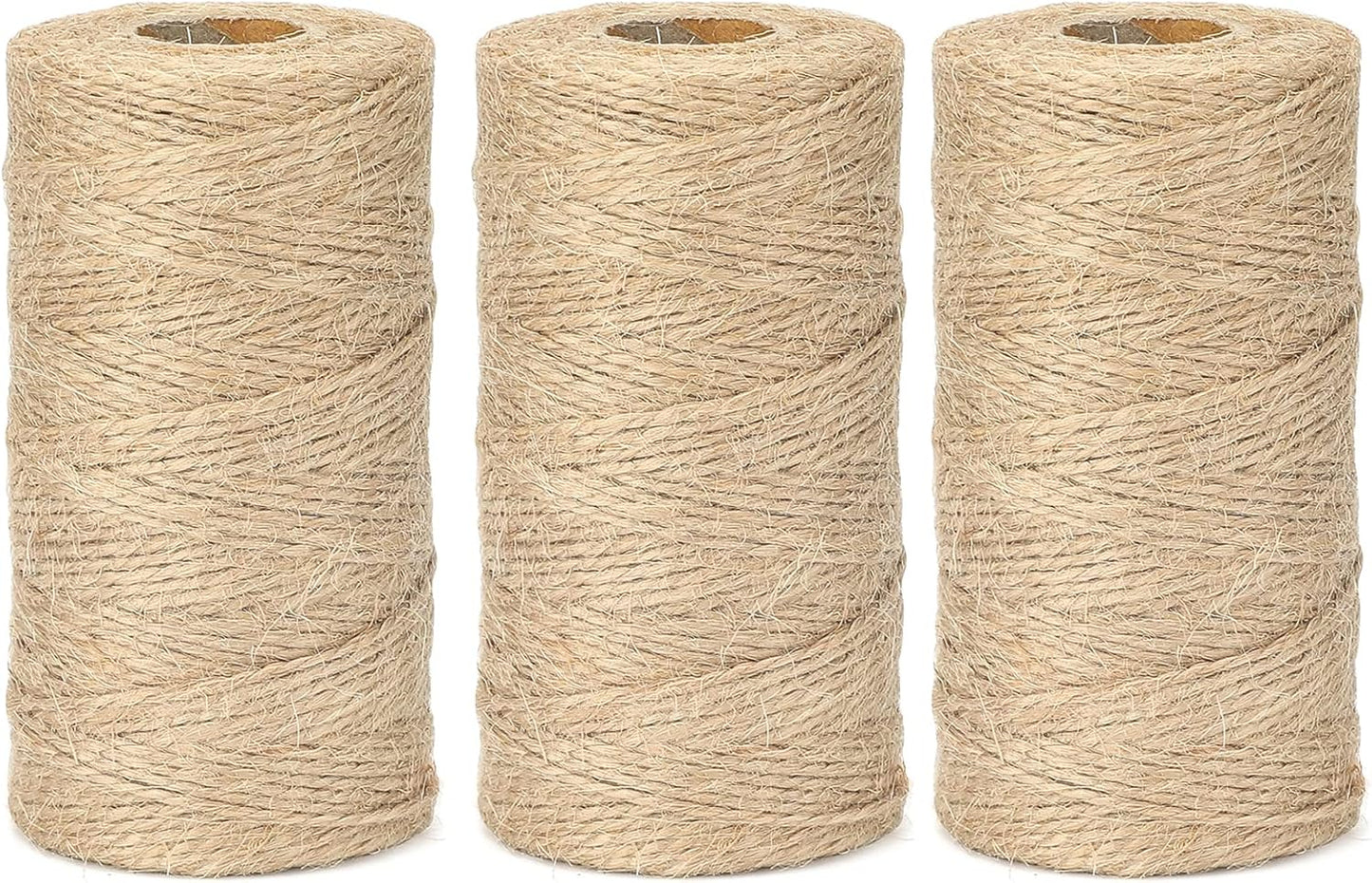 G2PLUS Jute String Twine 1.5MM, 3x100M Natural Garden Jute Rope, 2 Ply Art and Crafts Linen String Brown for DIY Craft; Gardening Use