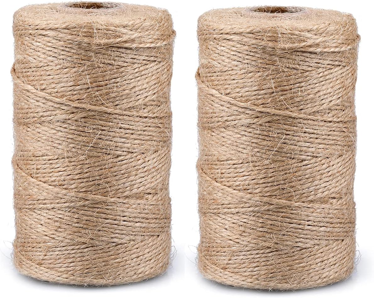 G2PLUS Jute String Twine 2MM, 2x200M Natural Garden Jute Rope, 3 Ply Art and Crafts Linen String for DIY Craft; Gardening Use