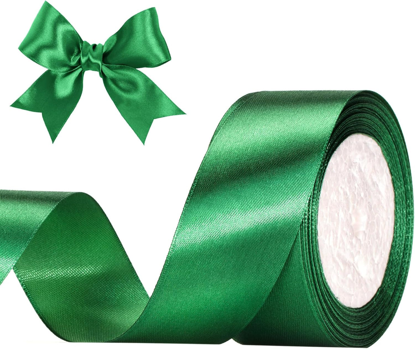 G2PLUS Dark Green Stain Ribbons, 50mm Sage Green Ribbons for Gift Wrapping, 22M Gift Wrap Ribbon, Decorative Gift Wrapping Ribbon for St Patrick's Day, Crafting, Wedding Party Decoration