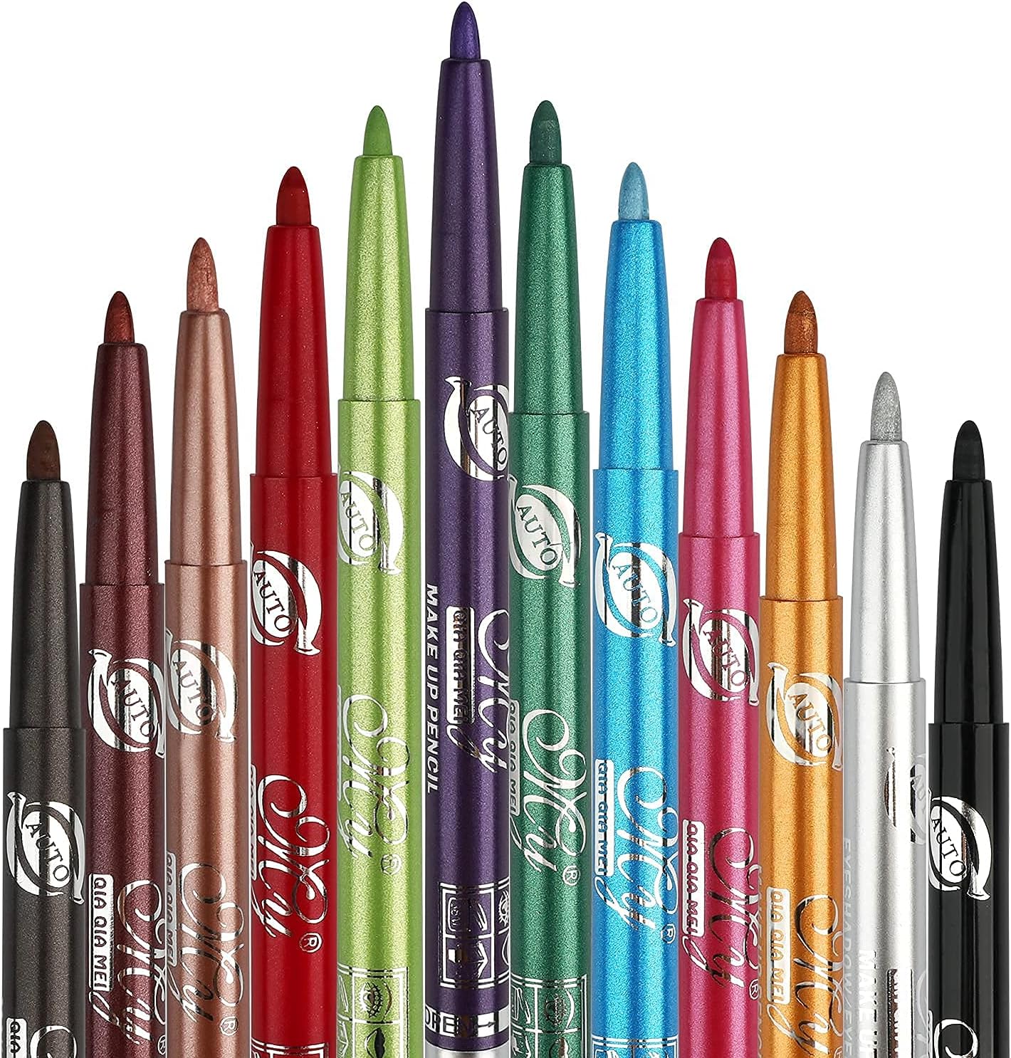 G2PLUS 12 Colors Eyeliner Waterproof Lip Liner Eye Shadows Eyebrow Pencils Cosmetic Pen Coloring Set Makeup Kit