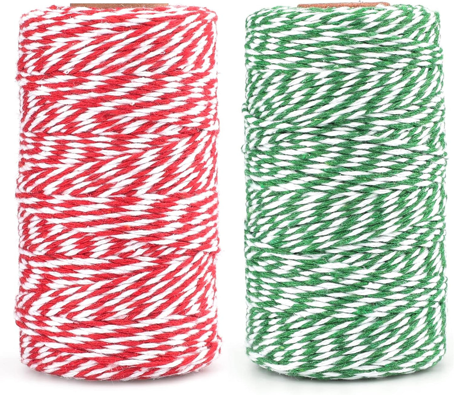 G2PLUS Christmas Coloured String Twine, 200M Green and Red String Twine, 2MM Gift Wrapping String, Colorful Cotton String for Crafts, Baking, Butchers and Handmade Arts