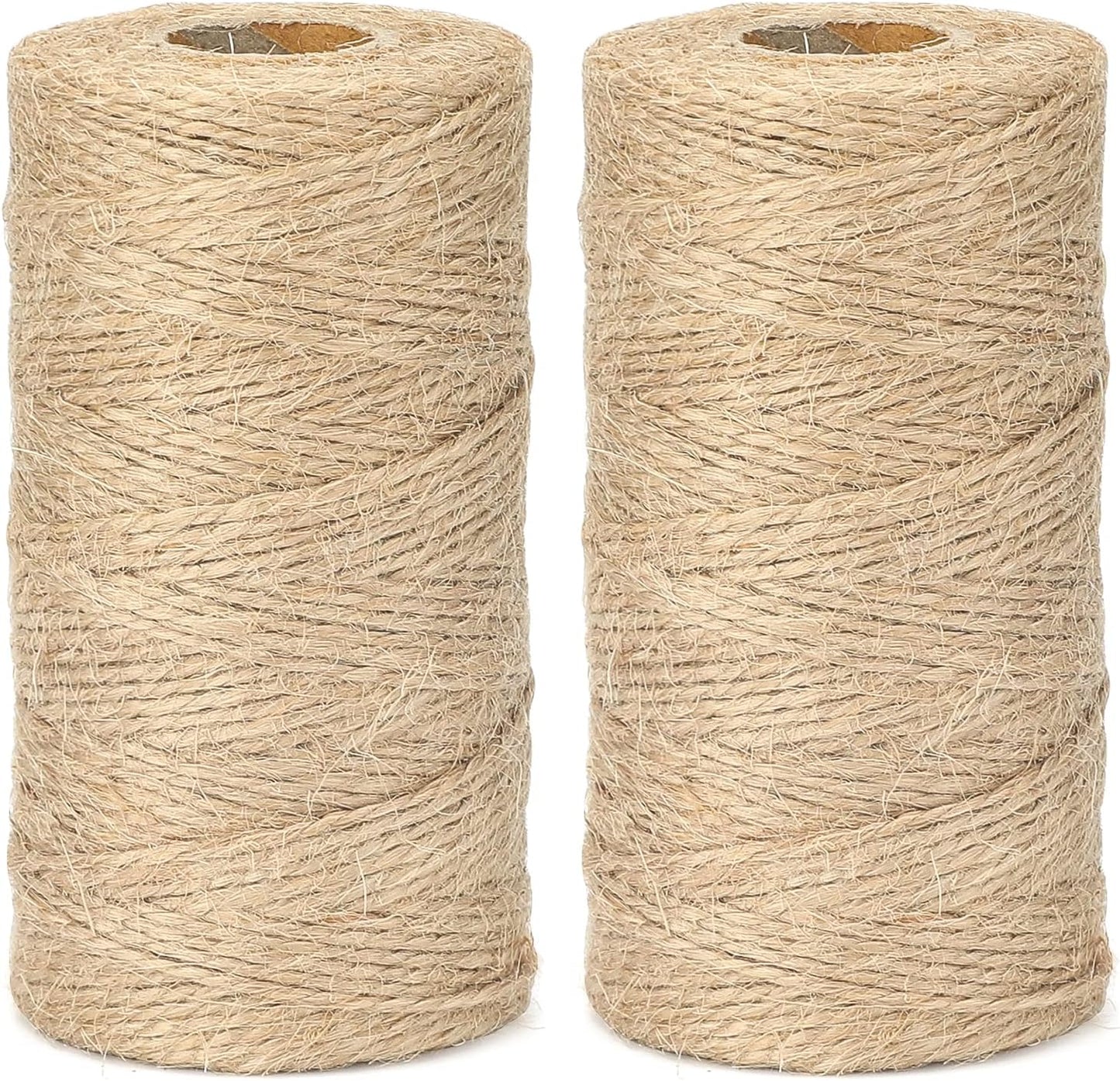 G2PLUS Jute String Twine 1.5MM, 2x100M Natural Garden Jute Rope, 2 Ply Art and Crafts Linen String Brown for DIY Craft; Gardening Use