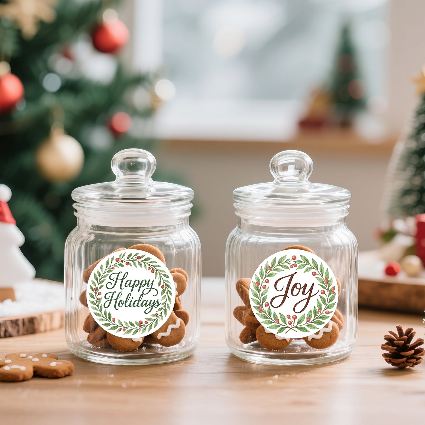 G2PLUS 120Pcs Christmas Stickers, 2'' Round Merry Christmas Stickers 6 Designs Xmas Happy Holiday Labels for Gift Wrapping, Party Favors, Treat Bags, Cards, Small Business Packaging