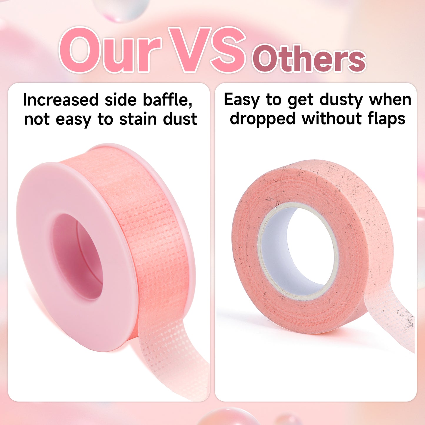 G2PLUS Eyelash Tape, 2 Rolls Silicone Gel Makeup Tape, 1/2'' x 8 Yards Pink Lash Tape, Micropore Eyelash Extension Tape for Lift and Makeup